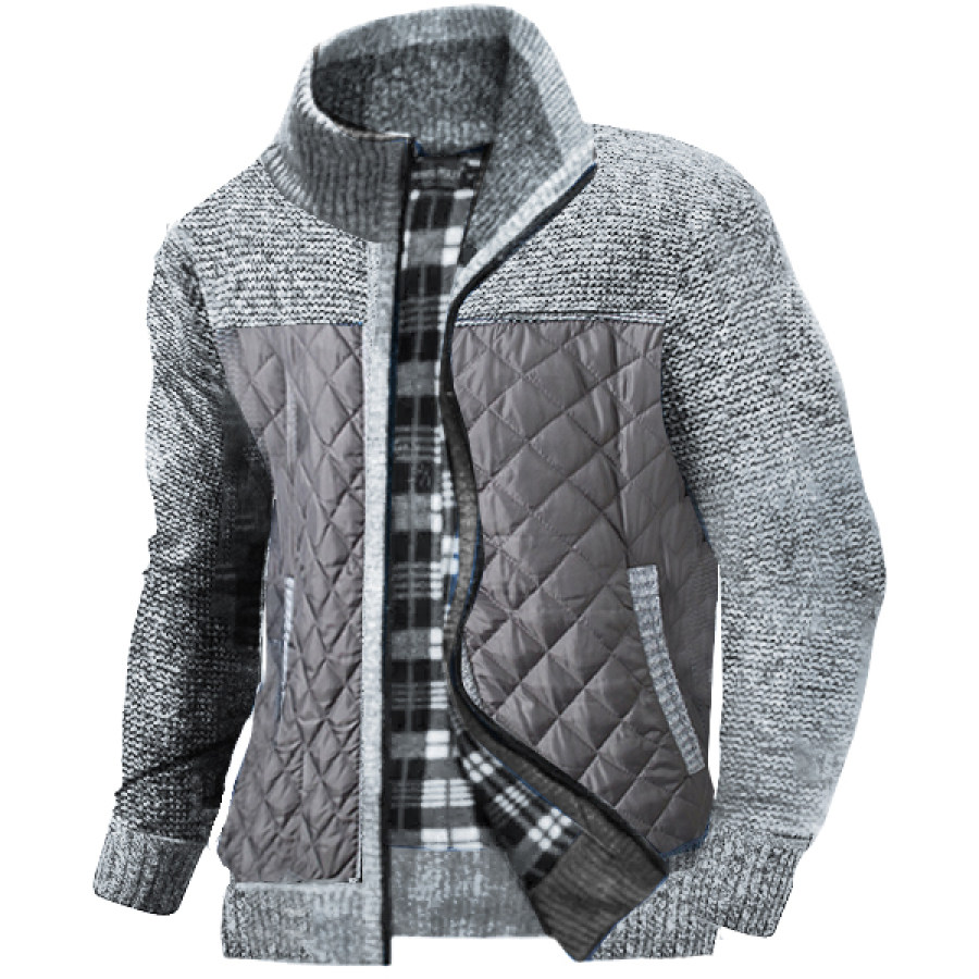 

Warmer Outdoor-Fleece-Strickjacke Mit Stehkragen Für Herren