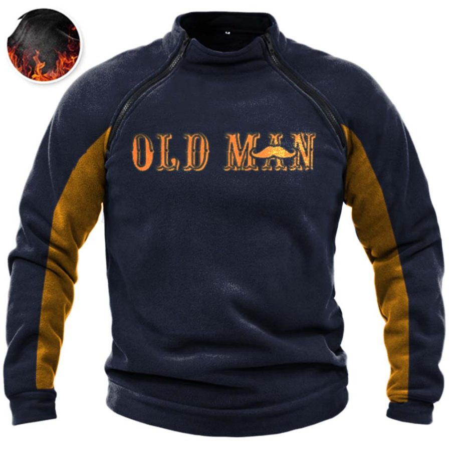 

Old Man Men's Vintage Colorblock Outdoor Tactics Fleece Sweatshirt