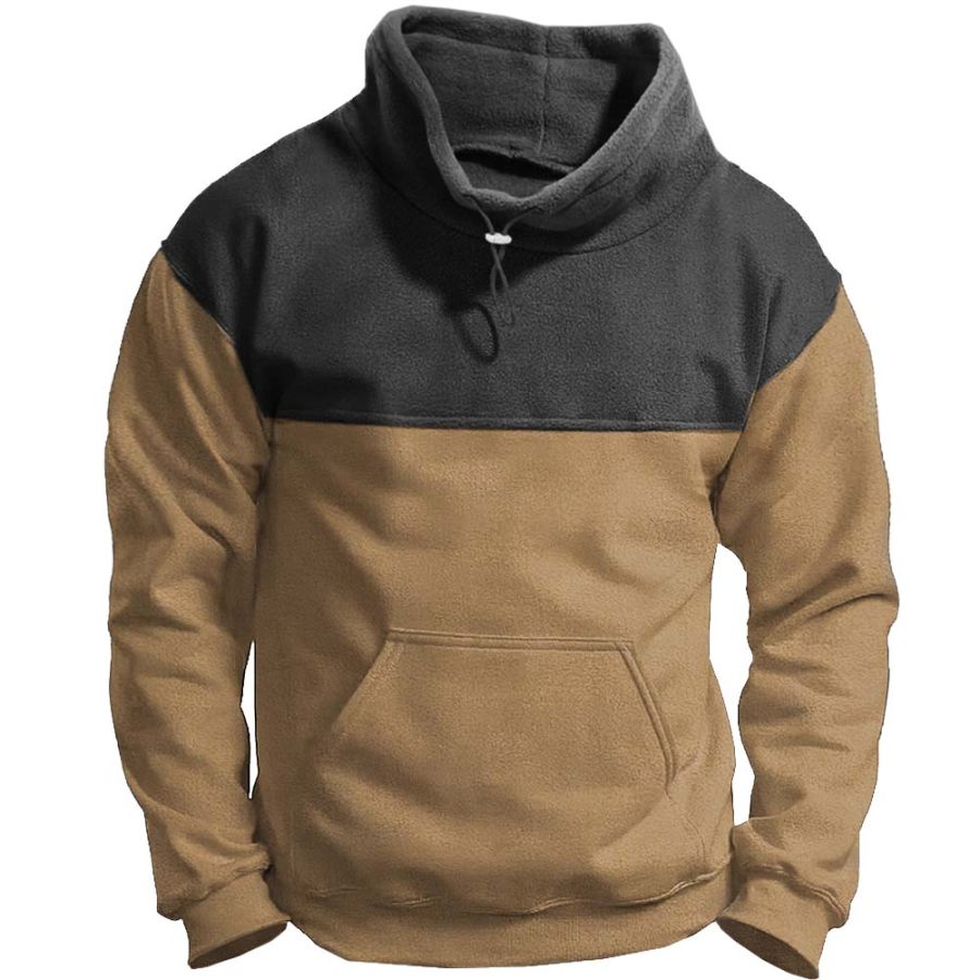 

Men's Outdoor Tactical Colorblock Polar Fleece Stand Collar Sweatshirt