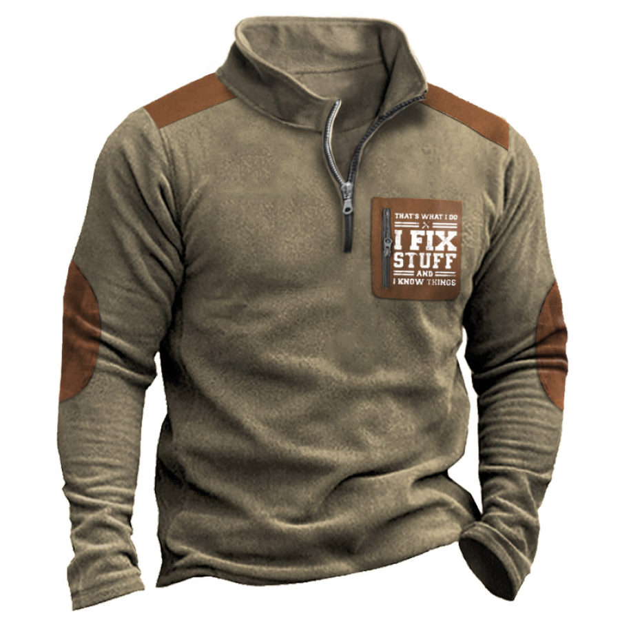 

I Fix Stuff And I Know Things Sweat-shirt En Molleton Imprimé à Blocs De Couleurs Pour Homme