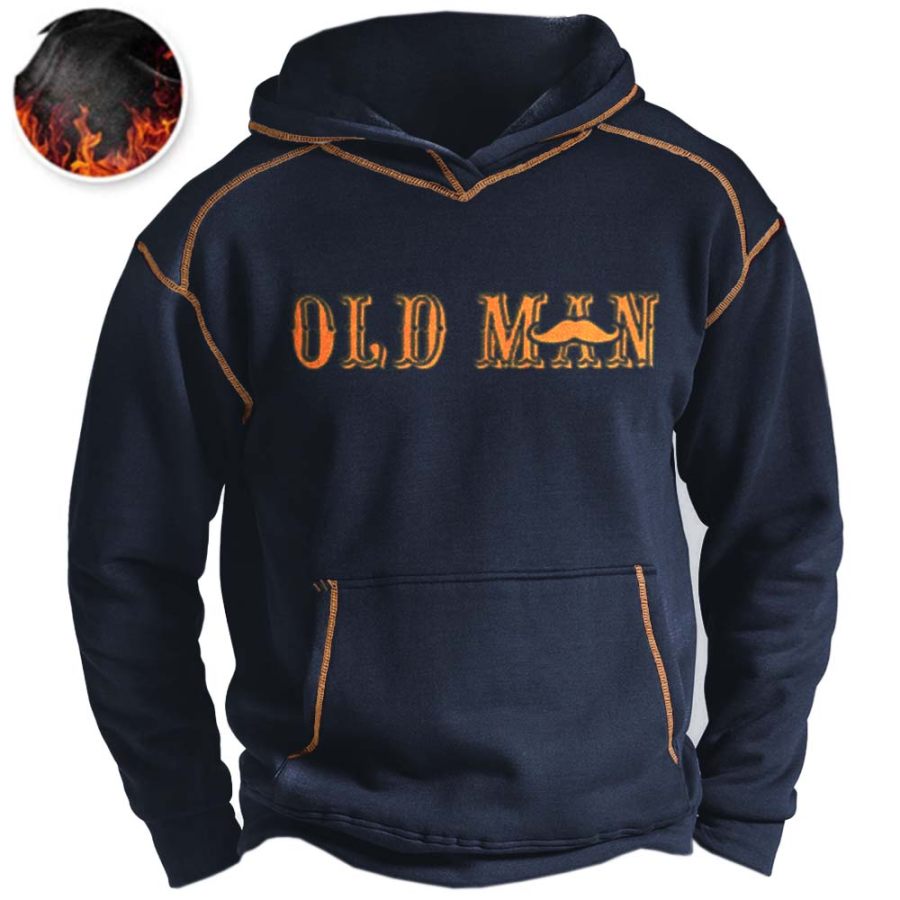 

Old Man Men's Casual Fleece Thickened Pocket Hooded Sweater