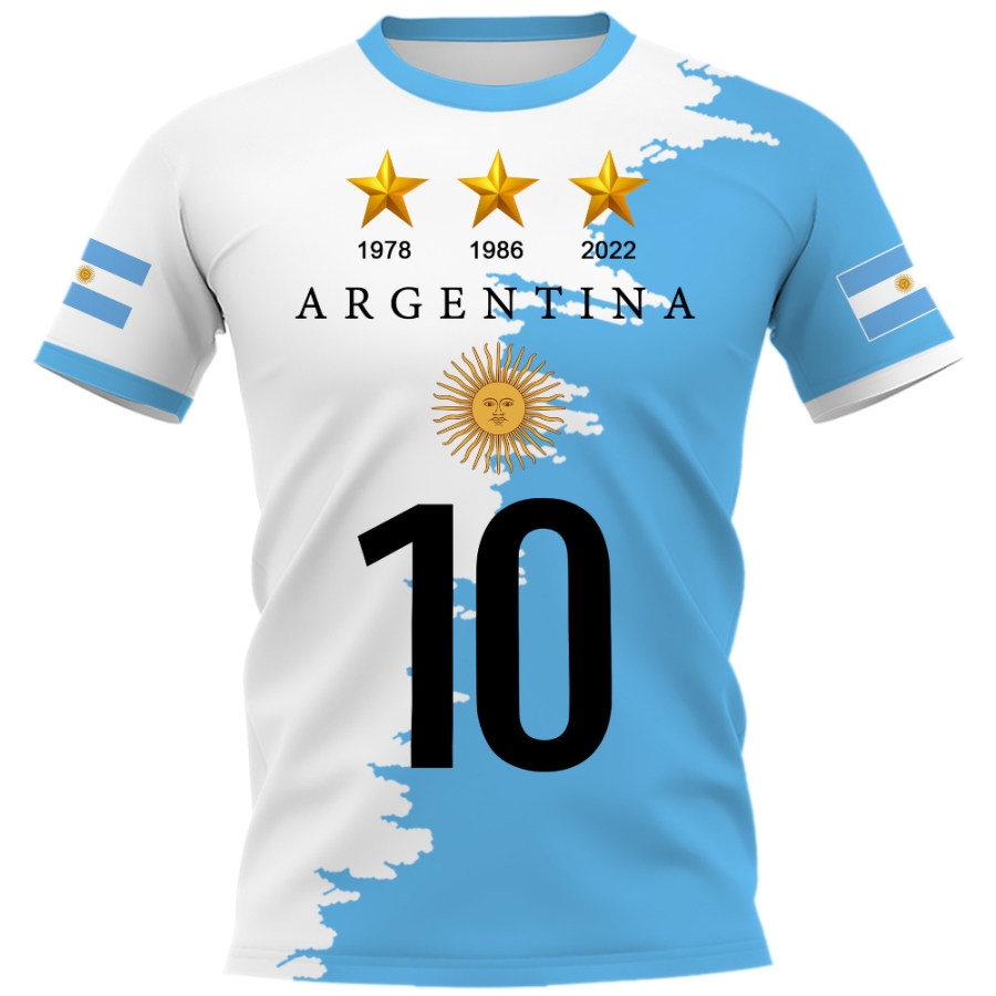 

Men's 2022 World Cup Argentina Flag Soccer T-shirt
