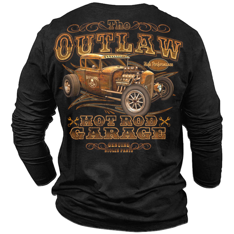 

The Outlaw Hot Rod Garage Men's Cotton Long Sleeve T-Shirt