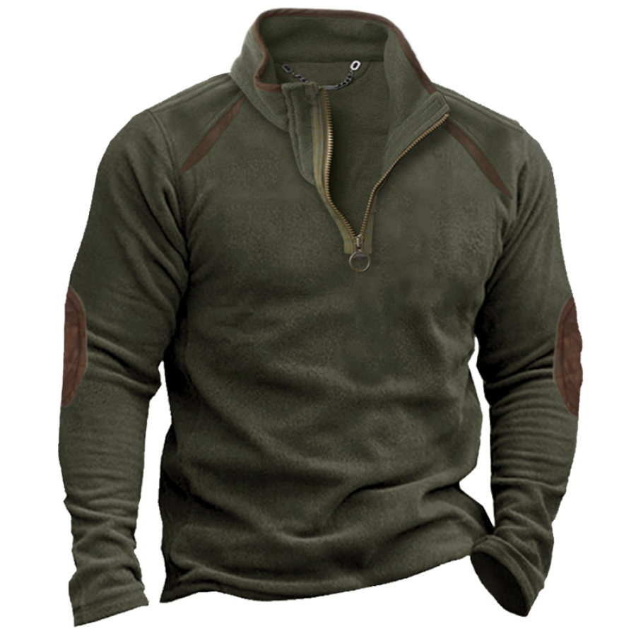 

Men's Vintage Polar Fleece Quarter Zip Stand Collar Sweatshirt