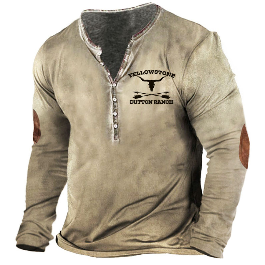 

Men's Yellowstone Western Cowboy Henley Shirt
