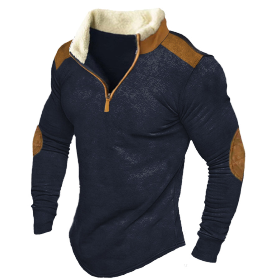

Men's Outdoor Color Contrasting Stand Collar Long Sleeve Top