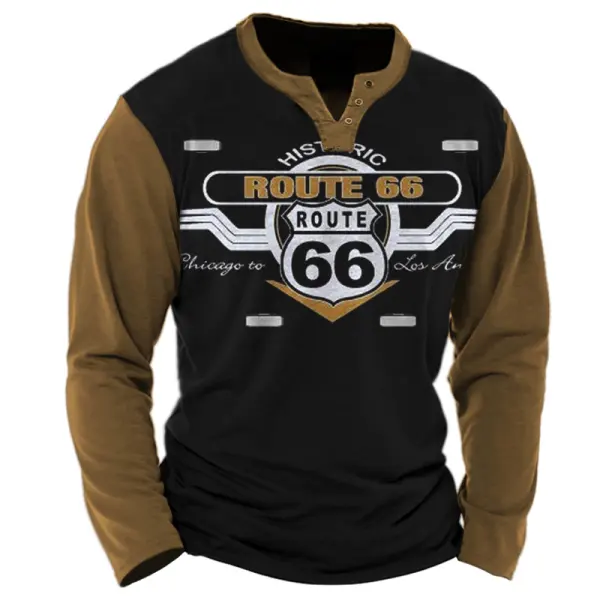 Men's Vintage Route 66 Colorblock T-Shirt - Kalesafe.com 