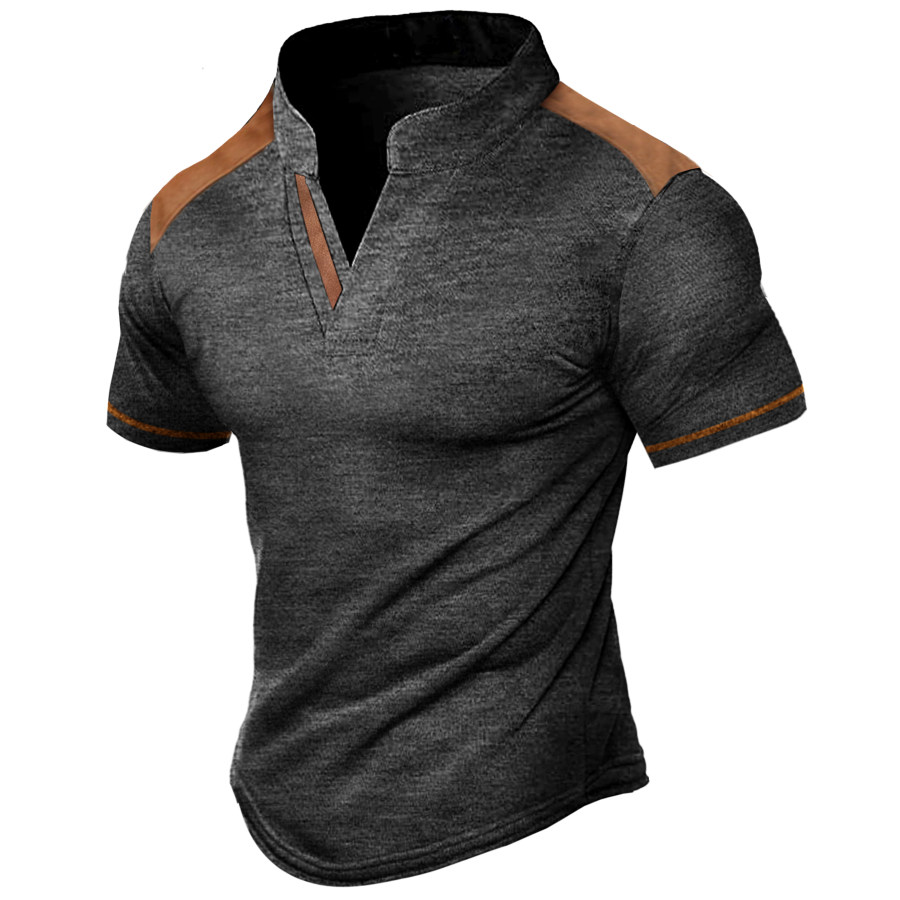 

Men's Outdoor Retro Casual Stand Collar Short Sleeve T-Shirt