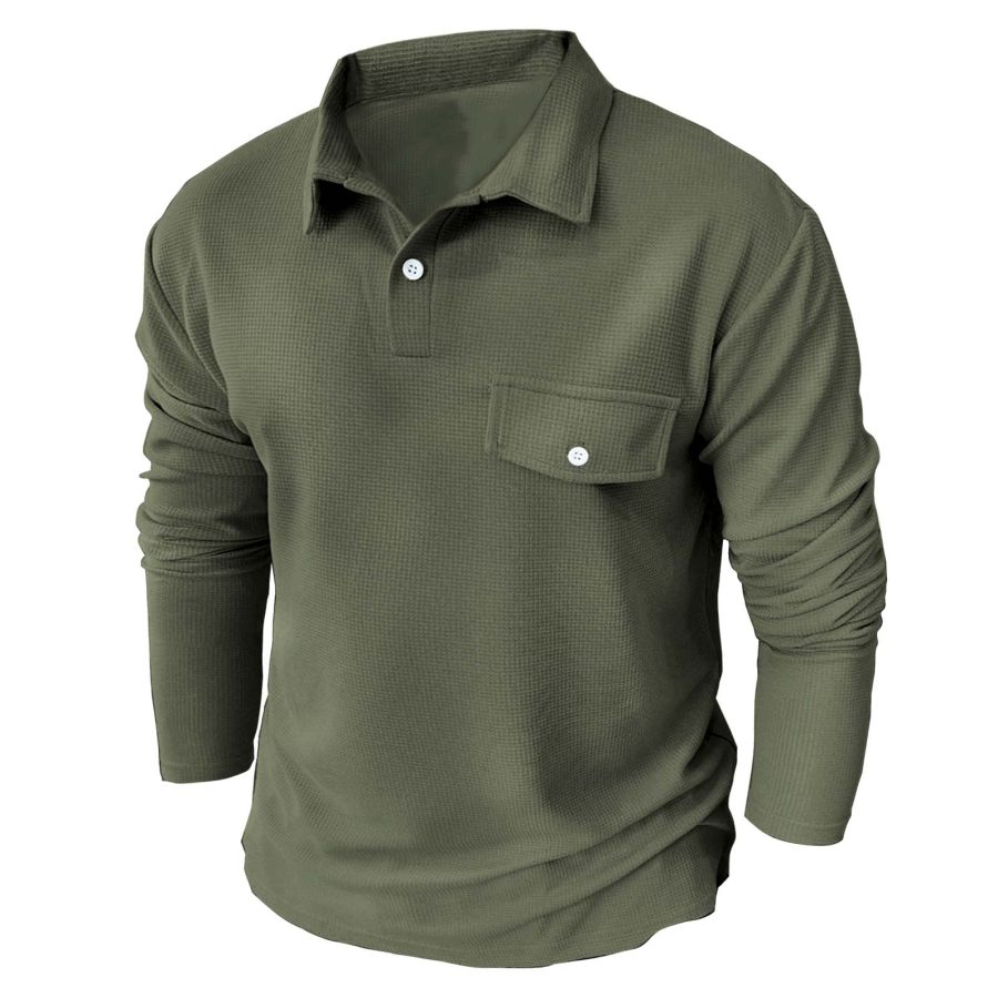 

Men's Outdoor Waffle Long Sleeve Polo Shirt