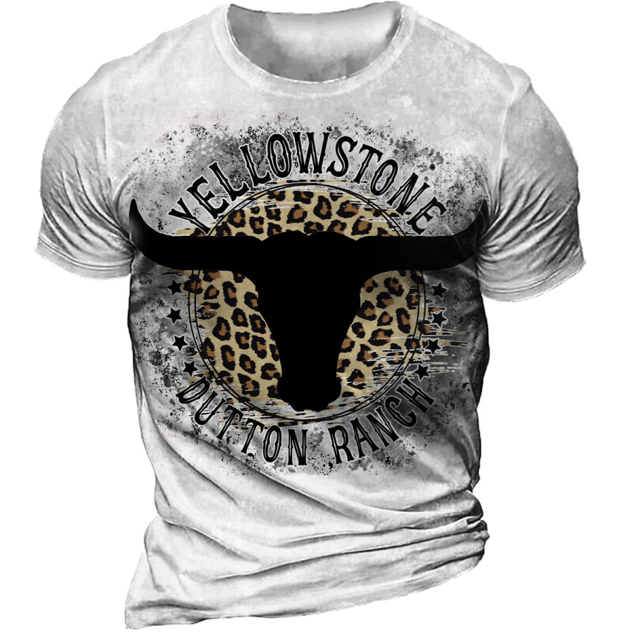 

Men's Vintage Yellowstone Western Denim Crewneck Short Sleeve T-Shirt