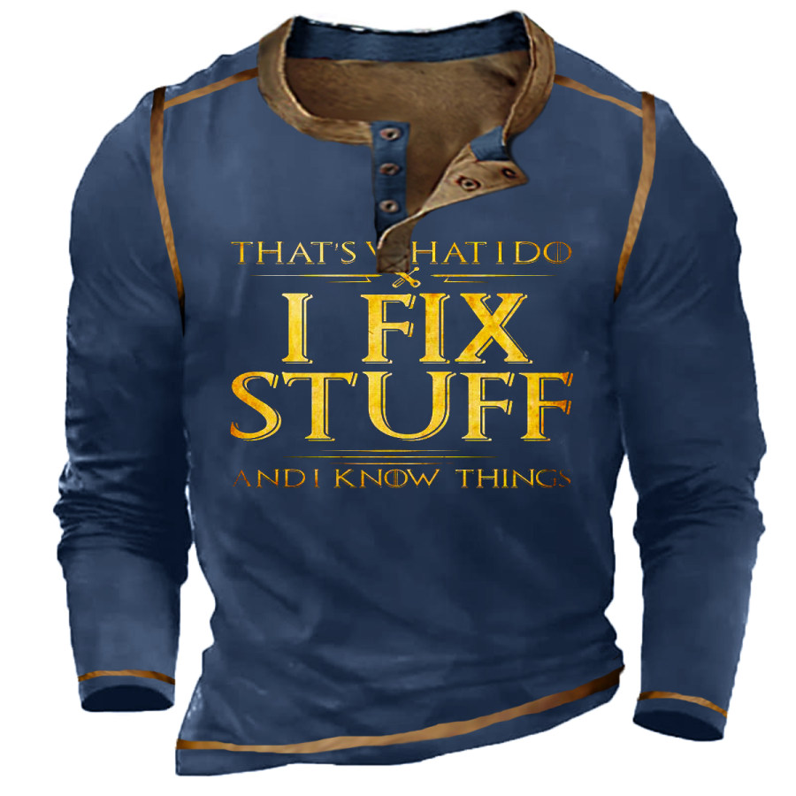 

Men's Vintage I FIX STUFF Round Neck Long Sleeve T-Shirt