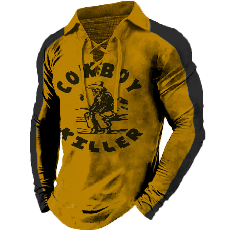

Men's Vintage COWBOY Round Neck Long Sleeve T-Shirt