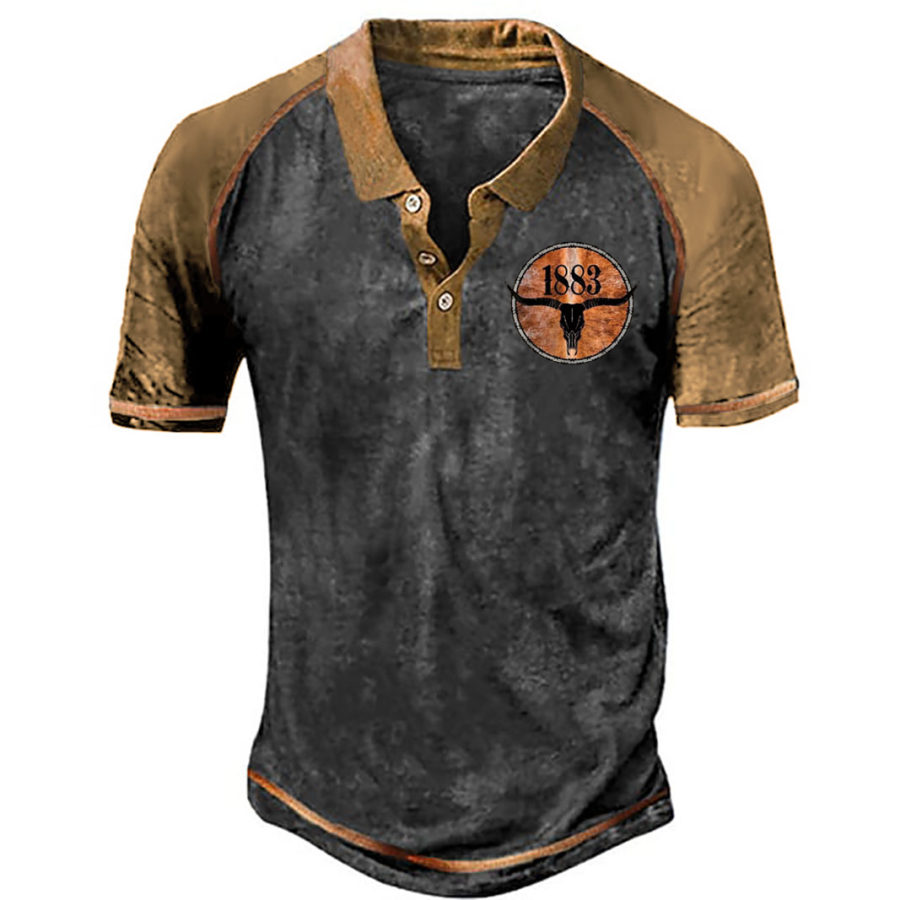 

Men's Vintage 1883 Yellowstone Bull Skull Polo T-Shirt