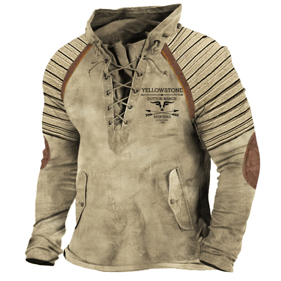 

Men's Yellowstone Western Cowboy Henley Shirt