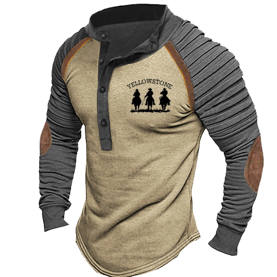 

Men's Yellowstone Western Cowboy Henley Shirt