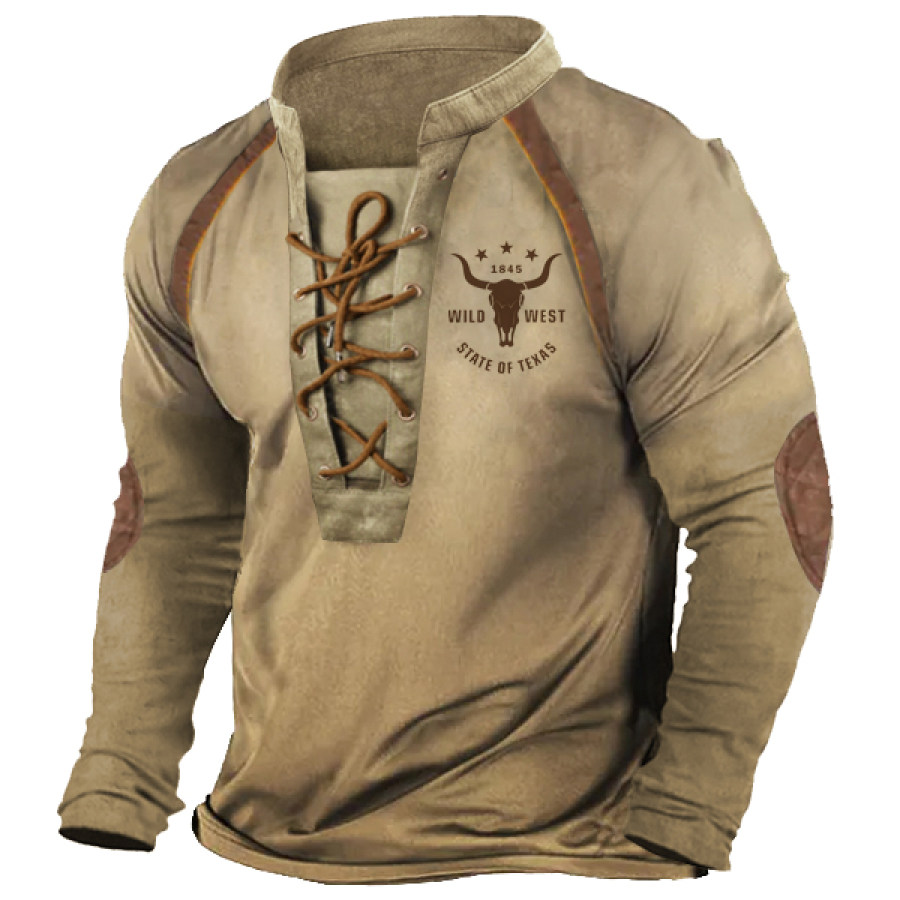 

Men's Yellowstone Western Cowboy Henley Shirt
