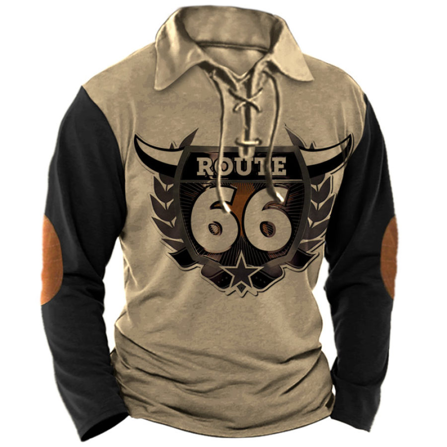 

Men's Vintage Route 66 Lace-Up T-Shirt