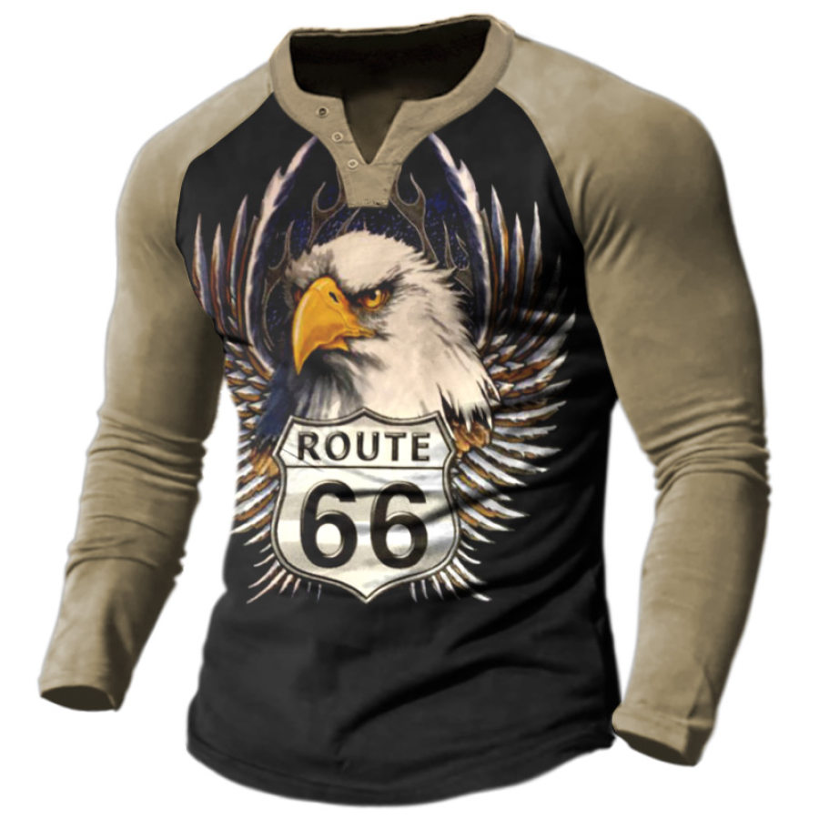 

Men's Vintage American Eagle Route 66 Raglan Sleeve T-Shirt