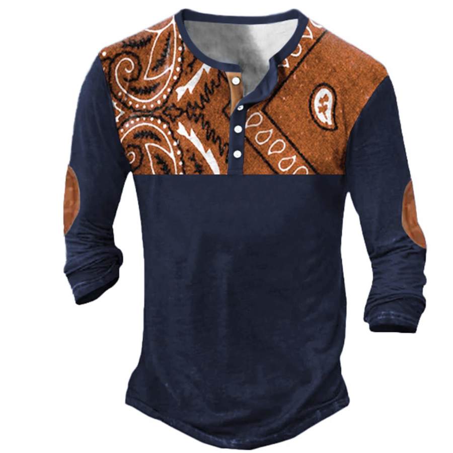

Men's Vintage Paisley Henley T-Shirt