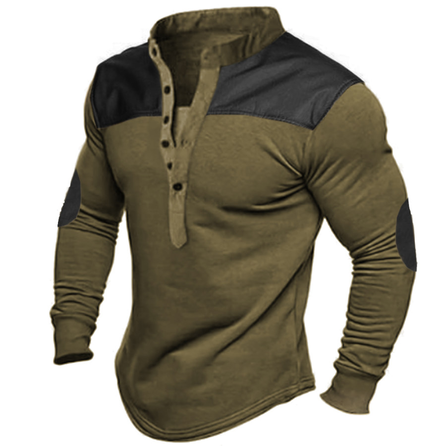 

Men's Outdoor Panel Henley Collar Long Sleeve T-Shirt