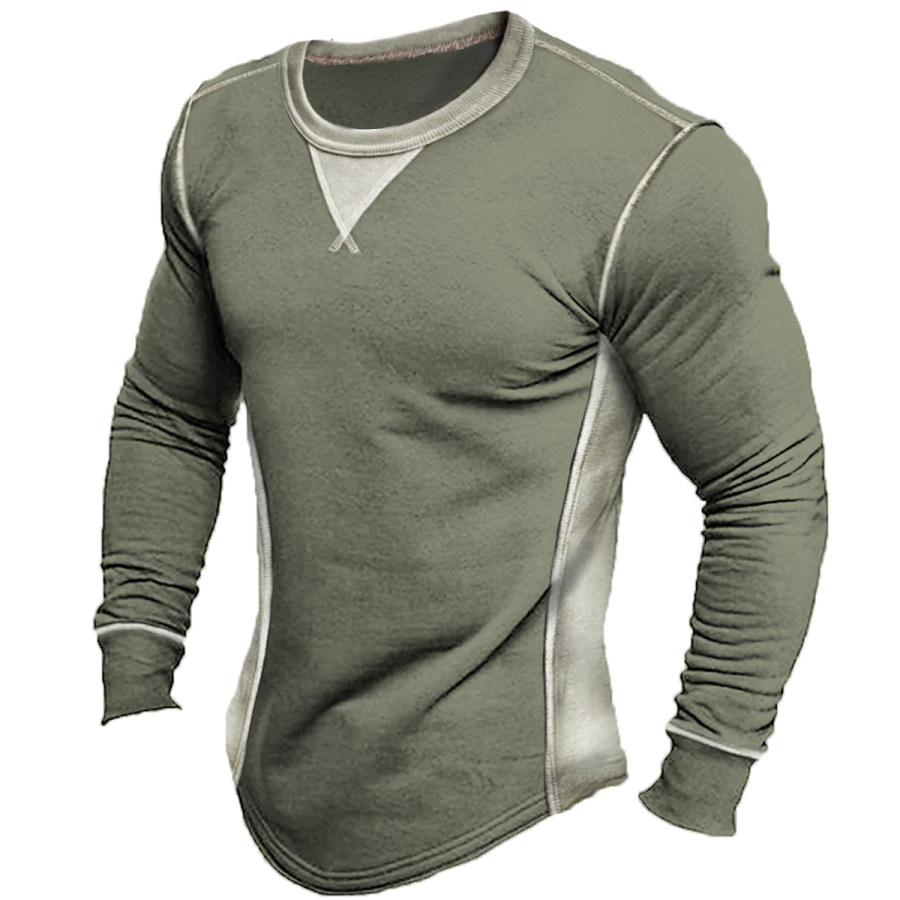 

Men's Retro Casual Round Neck Long Sleeve T-Shirt
