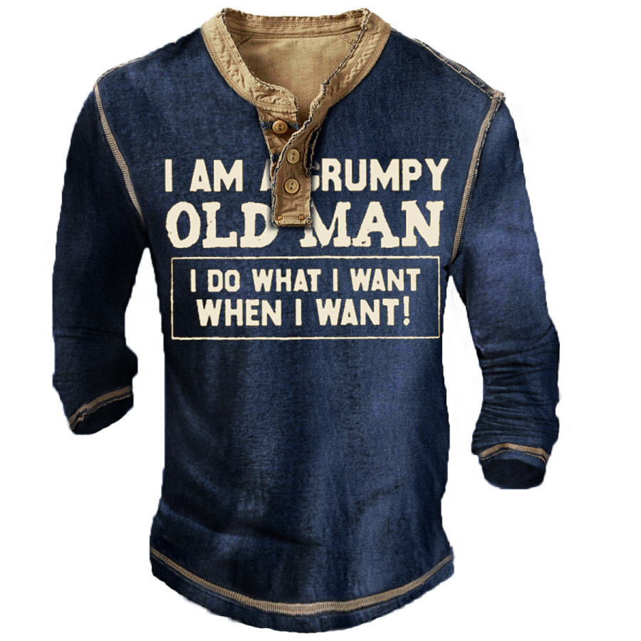 

Men's Vintage OLD MAN Henry Long Sleeve T-Shirt