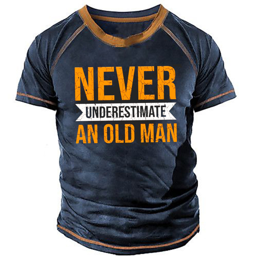 

Men's Vintage OLD MAN Round Neck Short Sleeve T-Shirt