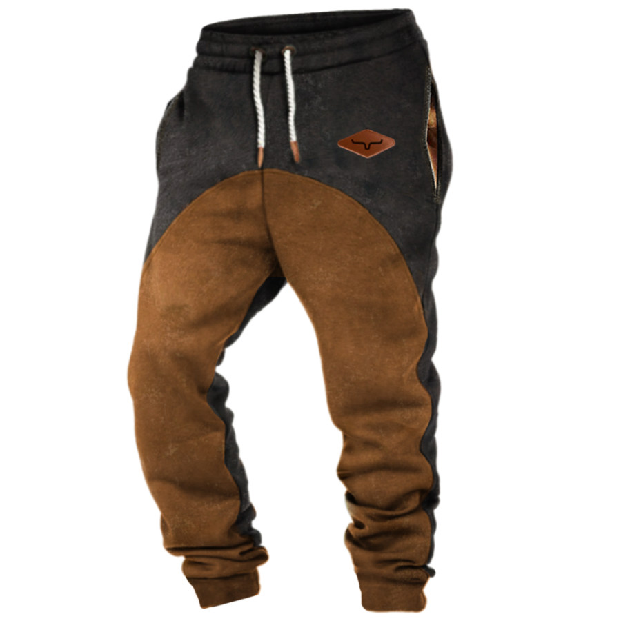 

Men's Vintage Western Yellowstone Color Matching Casual Pants