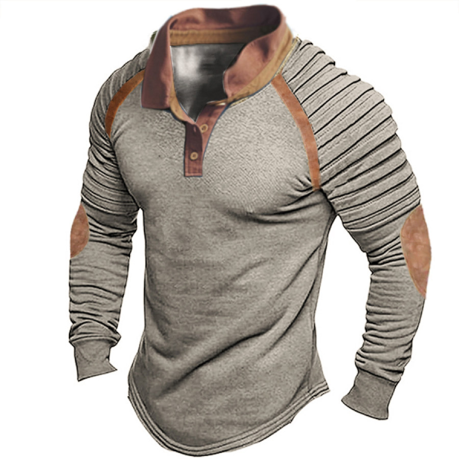 

Herren Vintage Stehkragen Poloshirt