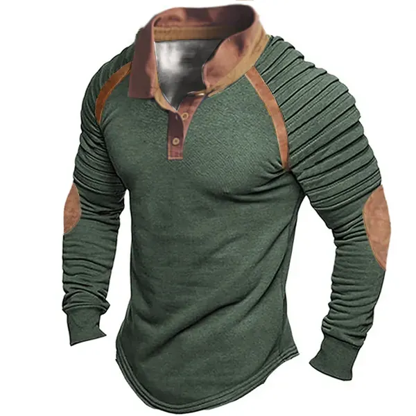Men's Vintage Stand Collar Polo Shirt - Kalesafe.com