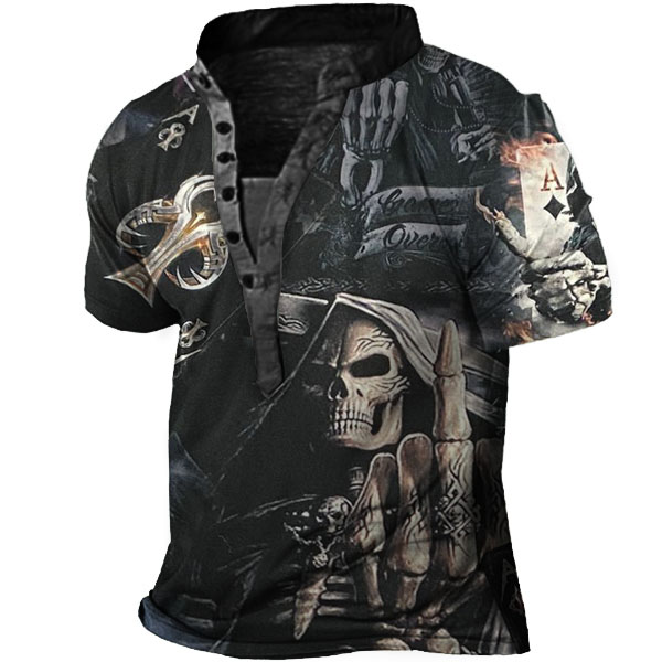 Men's Skull Rock Henley Chic Shirt