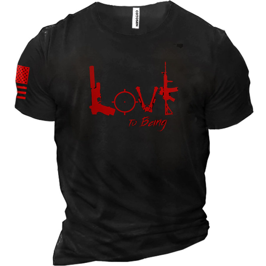 

Valentine's Day Love Pattern Print Men's Outdoor Pure Cotton Tee