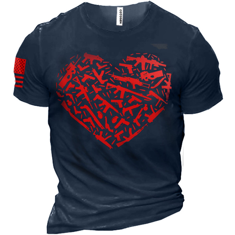 

Camiseta De Algodón Puro Para Exteriores Con Estampado De Patrón De Amor De San Valentín Para Hombre