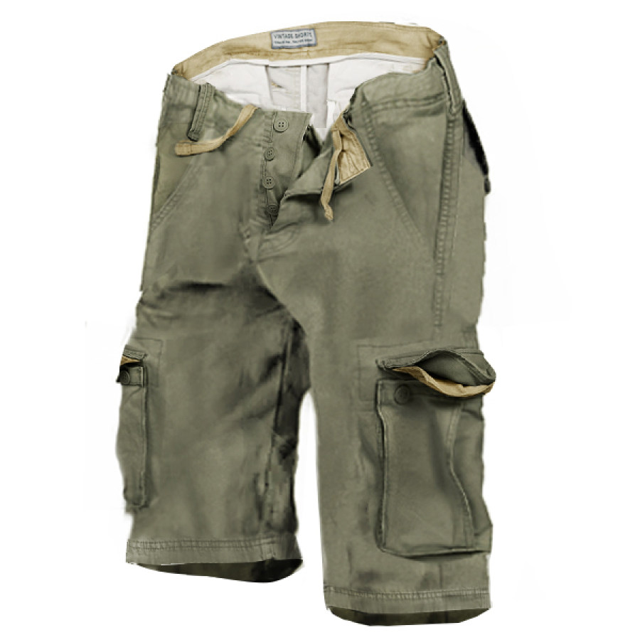 

Men's Outdoor Vintage Washed Cotton Drawstring Belt Tactical Shorts