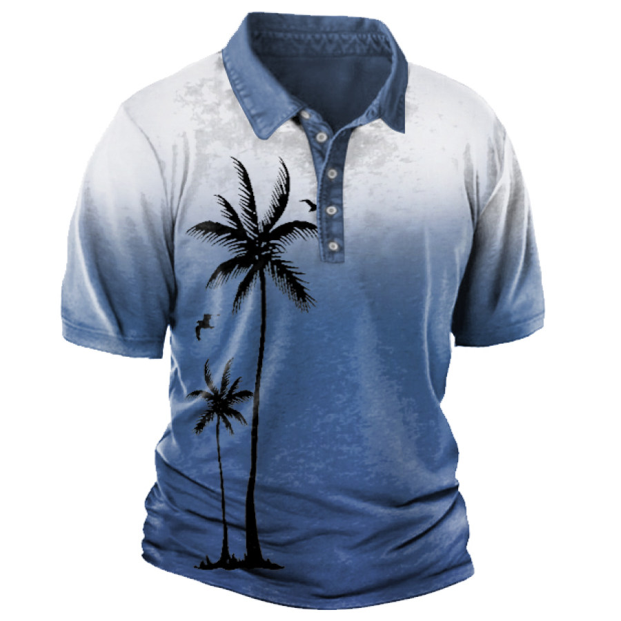 

Men's Hawaiian Gradient Coconut Polo Collar T-Shirt