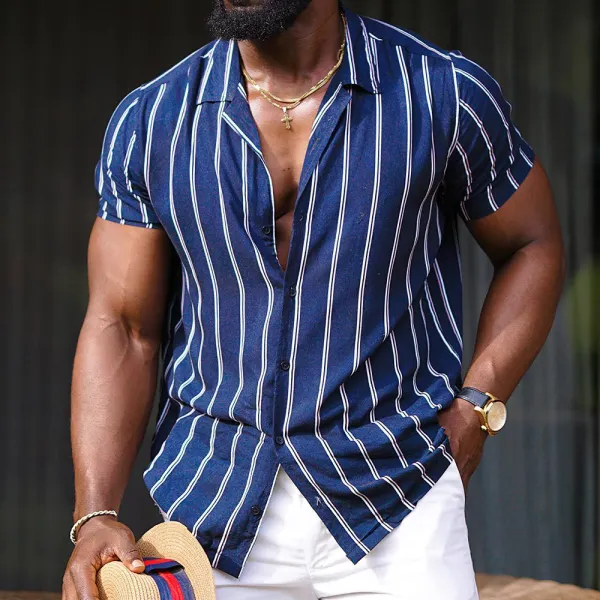 Men's Striped Slim Fit Shirt - Paleonice.com 