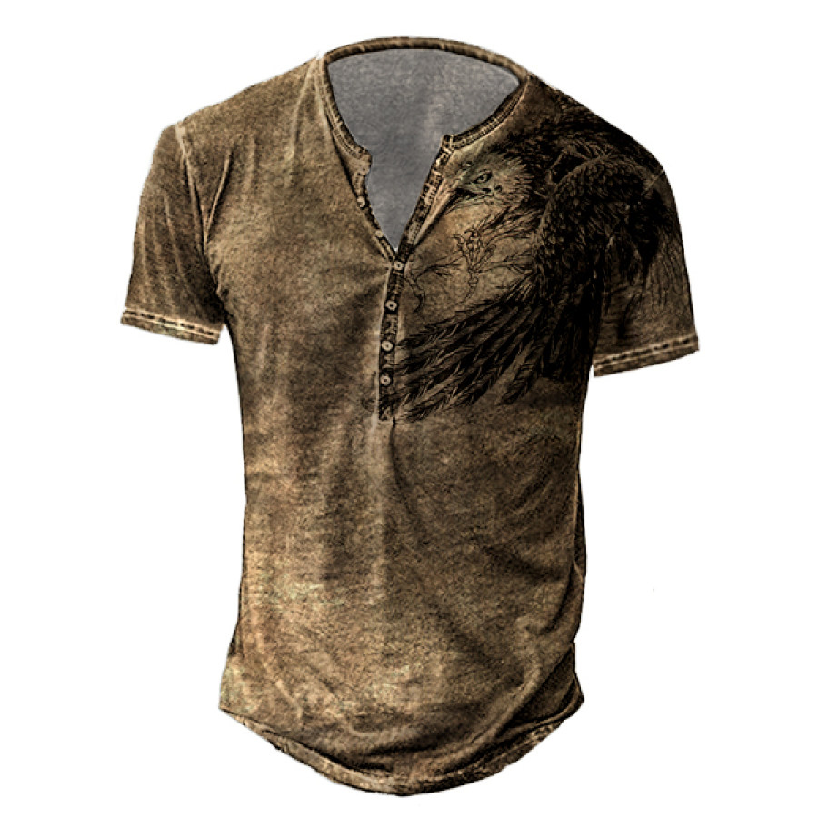 

Mens Outdoor Vintage Eagle Print T-shirt