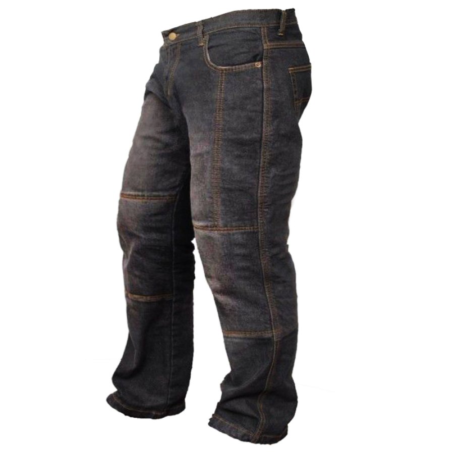 

Men's Vintage Wash Motorcycle Cargo Pants Jeans