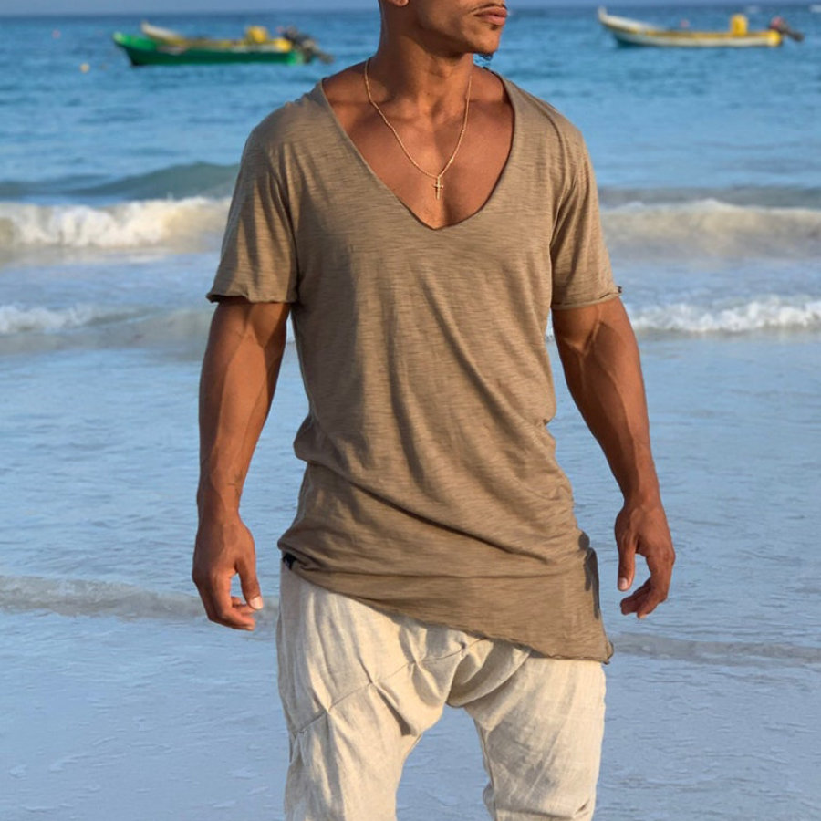 

Off-cut Low-cut Wide-neck T-shirt