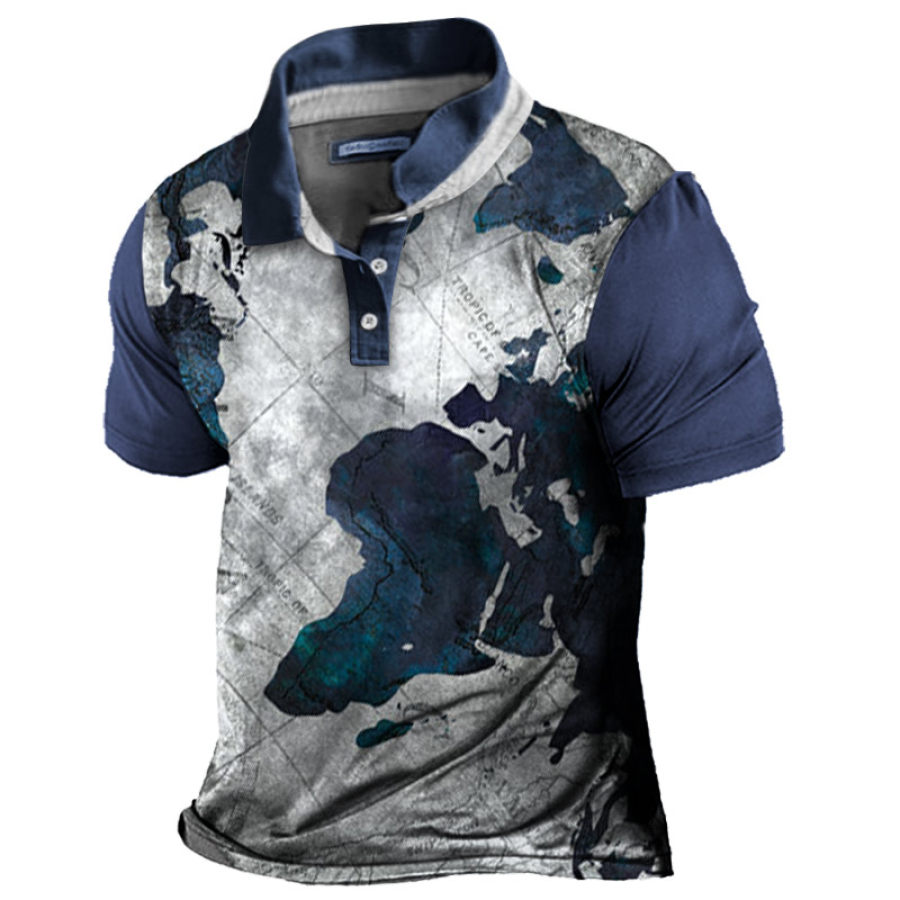 

Men's Outdoor Nautical Map Polo Neck T-Shirt