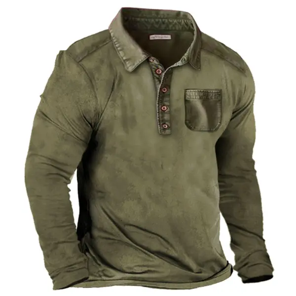Men's Vintage Pocket Polo Neck Casual T-Shirt - Honeylop.chimpone.com 