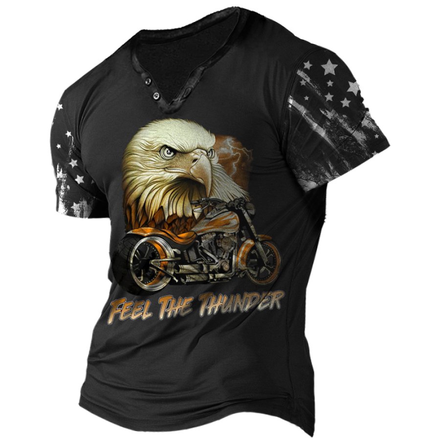 

Men's Vintage Eagle Motorcycle V-Neck T-Shirt