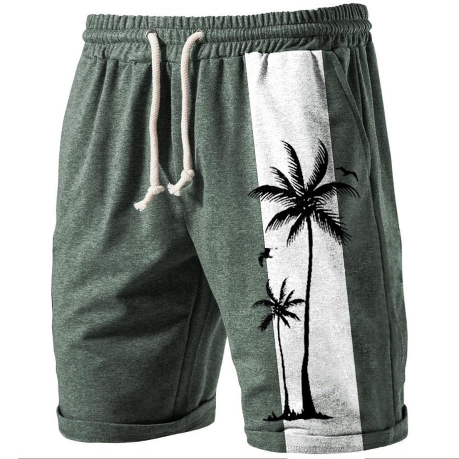 

Men's Hawaiian Coconut Casual Beach Drawstring Shorts
