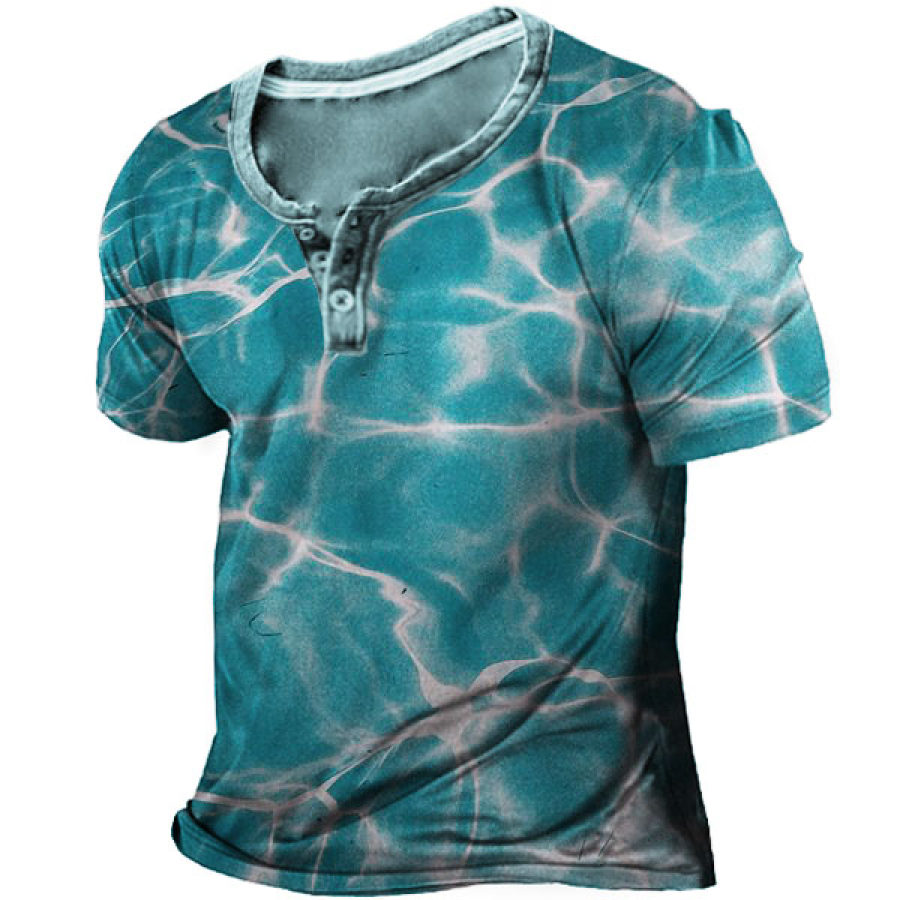 

Men's Beach Print Henley T-Shirt