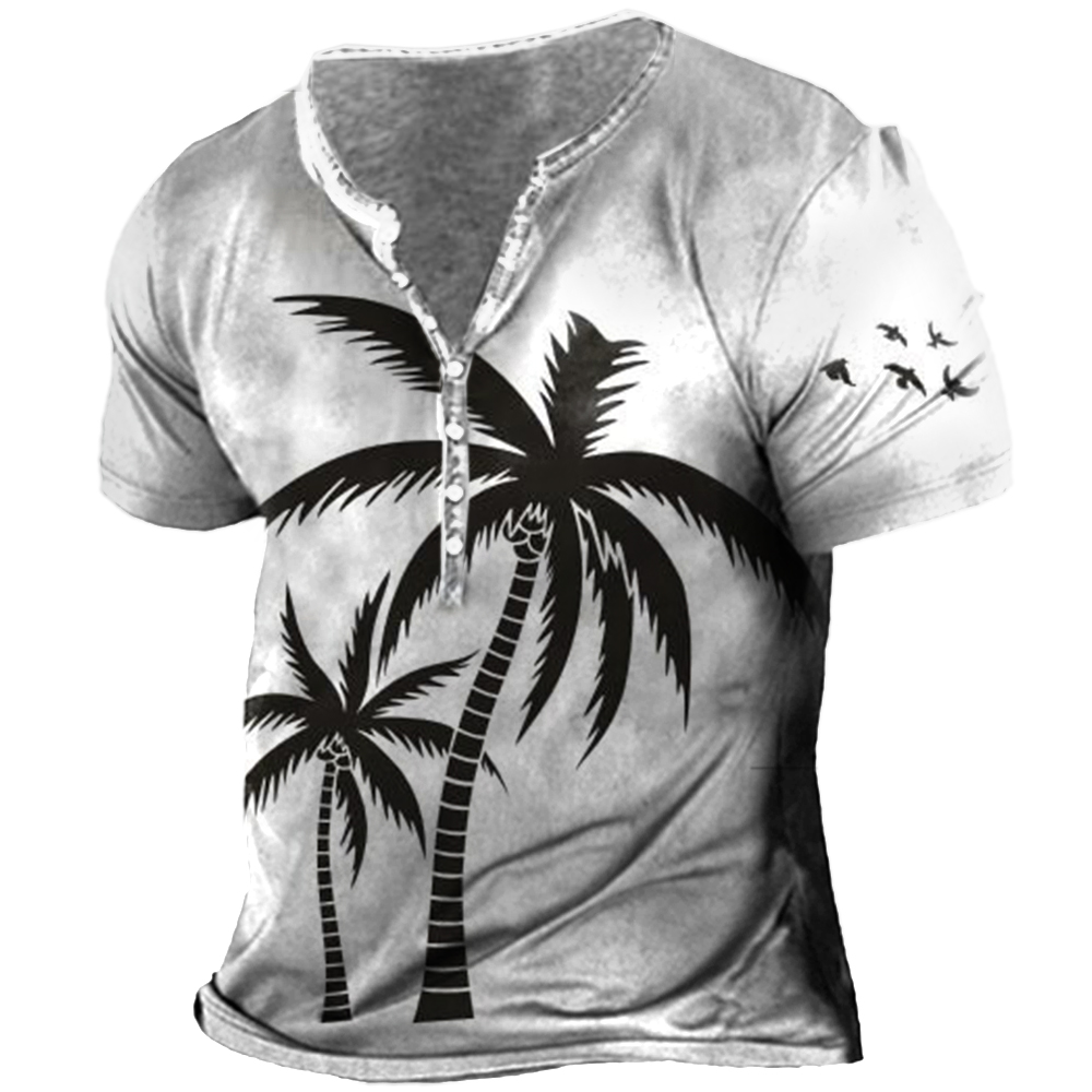 Men's Vintage Coconut Tree Print Chic Summer T-shirt