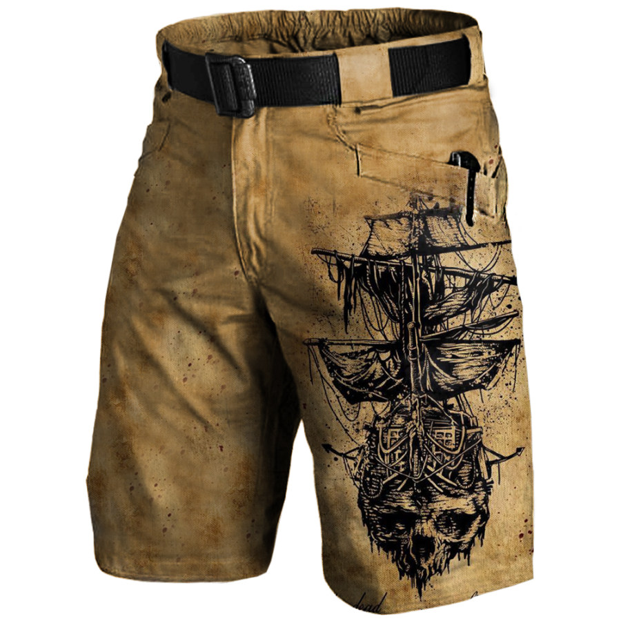 

Men's Vintage Pirate Sail Print Tactical Shorts