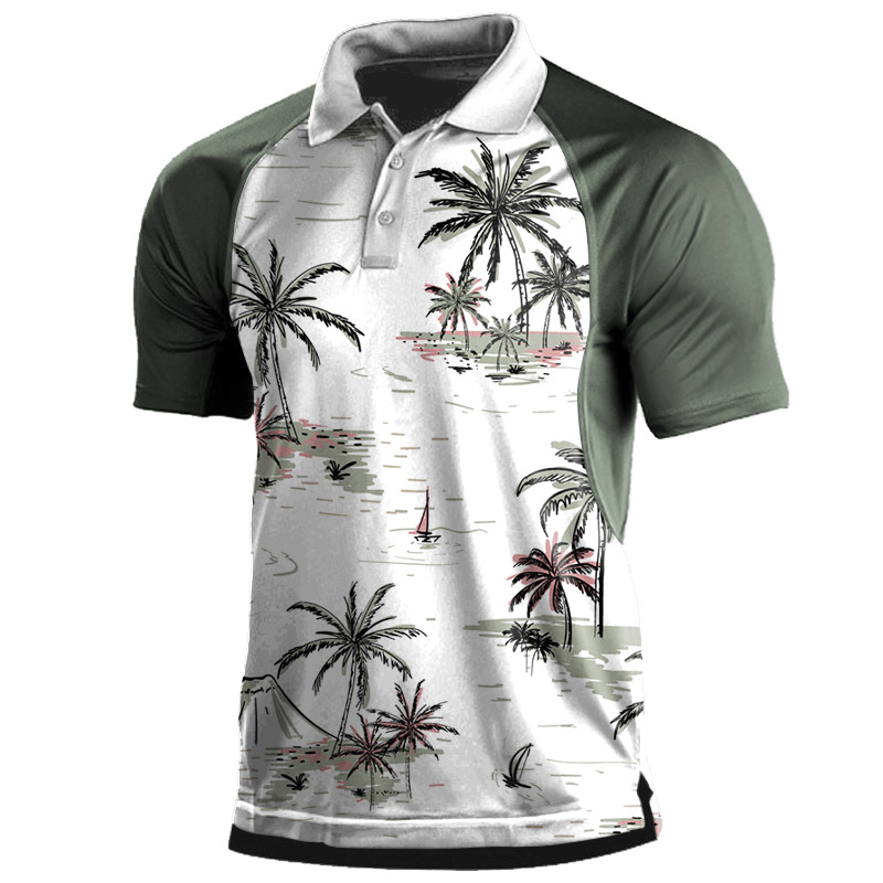 Men's Vintage Coconut Beach Chic Polo Neck T-shirt