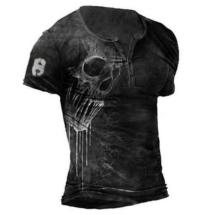 

Men's Vintage Skull Henley T-Shirt