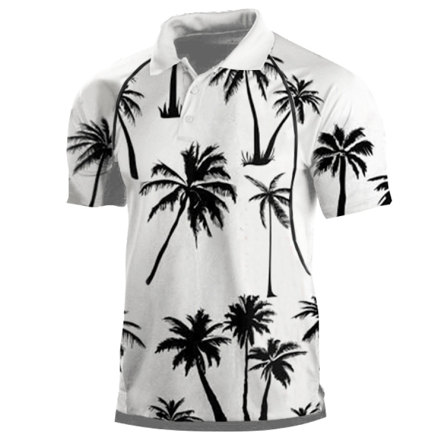 

Men's Hawaiian Coconut Tree Polo Collar T-Shirt