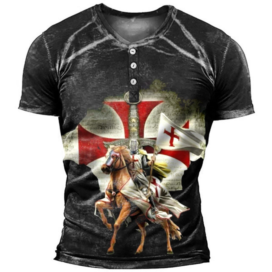 

Men's Vintage Cross Samurai Print Short Sleeve T-Shirt